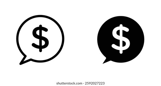 Comment dollar icons. stroke line and black solid icons