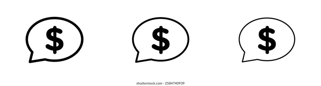 Comment dollar icons in three different stroke lines