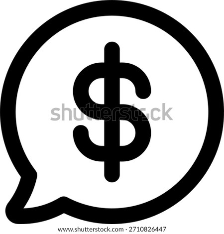 Comment dollar vector design in modern style, financial feedback and business review concept, digital finance communication illustration. Line Icon