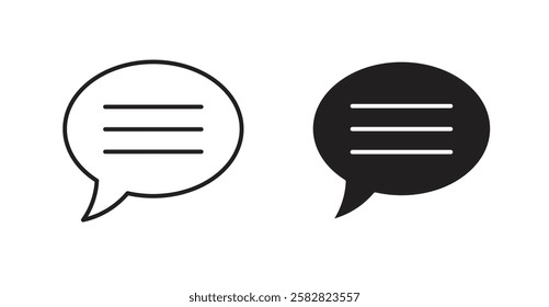 Comment filled and outlined icons vectors on white background