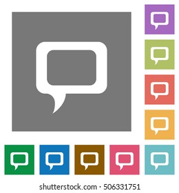 Comment flat icons on simple color square background.