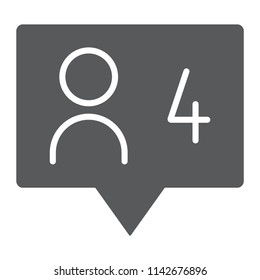 Comment glyph icon, dialog and talk, four message sign, vector graphics, a solid pattern on a white background, eps 10.