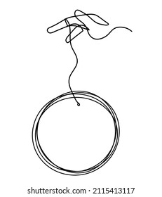 Comment with hand as line drawing on white background. Vector