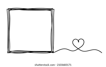 Comment with heart as line drawing on white background. Vector