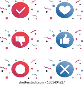 Comentario al corazón le gusta y no le gustan los lazos de veto y afirmación . Un vector de icono plano