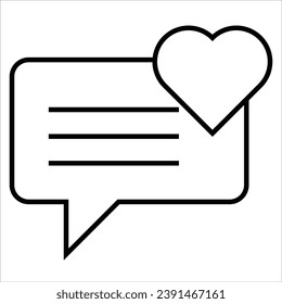  comment heart, Simple Testimonial Related Vector Line Icon.