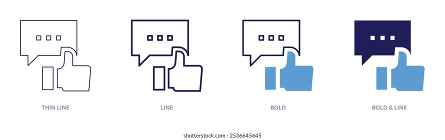 Comment icon in 4 different styles. Thin Line, Line, Bold, and Bold Line. Duotone style. Editable stroke.