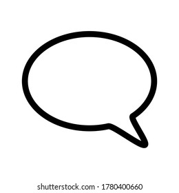 comment icon. blank white speech bubble with black frame isolated on white background. vector illustration 