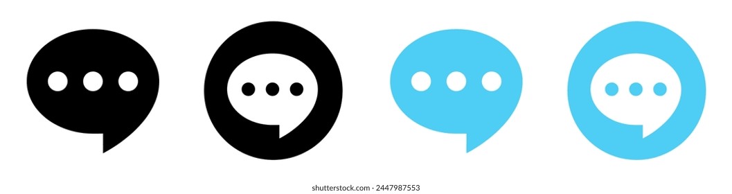 Comment icon. Chat message icons. Chat speech bubble. Tick or check mark. Speech bubble symbol. Bubble chat icon. Vector illustration