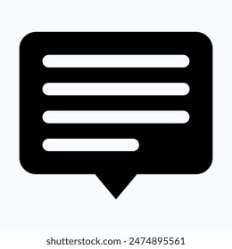 Comment Icon, Chat In Trendy Flat Design. Speech Bubble Icon, Isolated Silhouette Vector Icon.