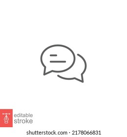 Icono de comentario. Conversación, diálogo, burbuja de voz, chat, foro, discusión, concepto de comunicación. Estilo de contorno simple. Ilustración vectorial aislada. EPS de trazo editable 10.