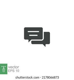 Comment icon. Conversation, dialog, speech bubble, chat, forum, discussion, communication concept. Simple solid style. Vector illustration isolated. EPS 10.