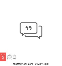 Icono de comentario. Conversación, diálogo, burbuja de voz, chat, foro, discusión, concepto de comunicación. Estilo de contorno simple. Ilustración vectorial aislada. EPS de trazo editable 10.