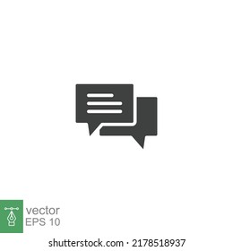 Comment icon. Conversation, dialog, speech bubble, chat, forum, discussion, communication concept. Simple solid style. Vector illustration isolated. EPS 10.