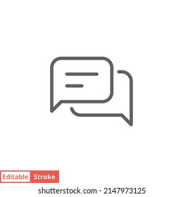 Comment icon. Conversation, dialogue, speech bubble, chat, forum, discussion, communication concept. Simple outline style. Vector illustration isolated. Editable stroke EPS 10