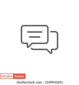 Icono de comentario. Conversación, diálogo, burbuja de voz, chat, foro, discusión, concepto de comunicación. Estilo de contorno simple. Ilustración vectorial aislada. EPS de trazo editable 10