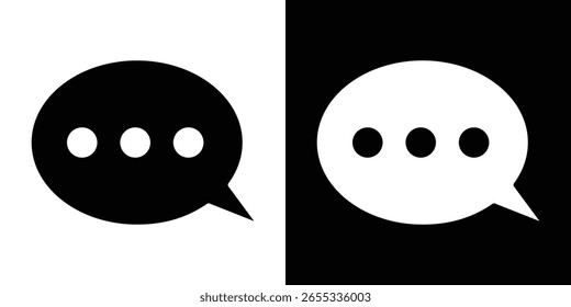 Comment icon in flat version on black and white background