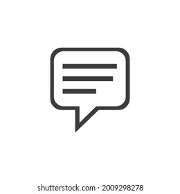 Icono de comentario aislado en gráfico de vectores en blanco y negro