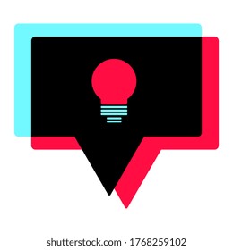 Comment icon or message with Light bulb icon vector. Light bulb idea logo concept.Colors of the popular social network, flat design