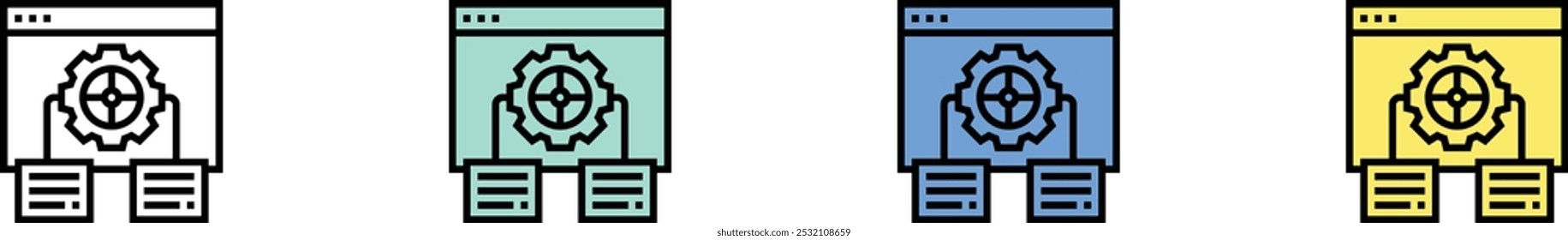 comment icon. Outline, Green, Blue and Yellow Style Design Isolated On White Background