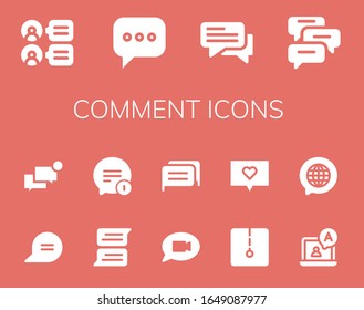 Kommentarsymbol gesetzt. 14 gefüllte Kommentarsymbole. Einschließlich Kommentare, Chat-Symbole