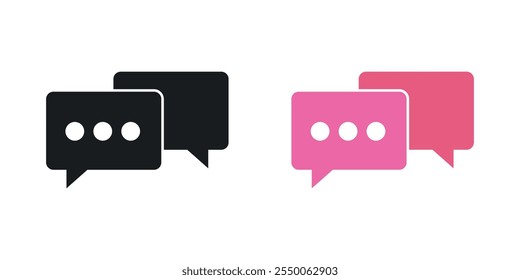 Comment icon set in black and colored version