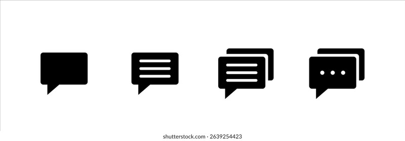 Comment icon set. Filled style.