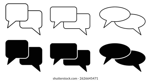 Comment icon set, Social Media and Chat Interface Icon Set — Like, Comment, Share, Save, Speech Bubbles Vector Collection.