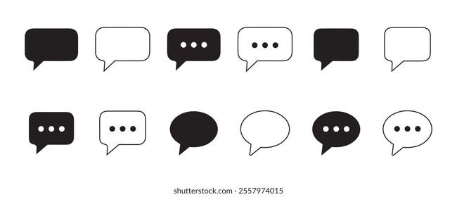 Comment icon set. speech bubble symbol. Speech bubble collection. Cloud speech bubbles collection. Black speech bubble. Vector illustration