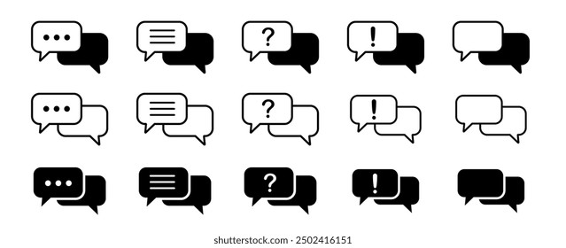 Comment icon speech bubble symbol. Speech bubble collection . Cloud speech bubbles collection. Black speech bubble . Vector illustration