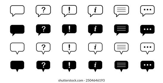 Comment icon speech bubble symbol. Speech bubble collection . Cloud speech bubbles collection. Black speech bubble . Vector illustration
