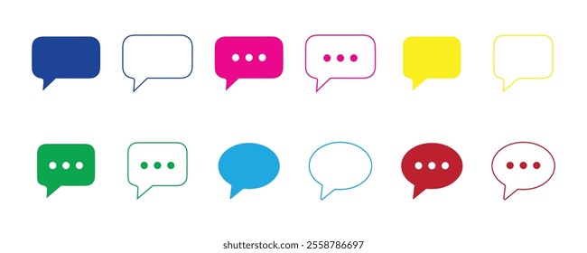 Comment icon speech bubble symbol. Speech bubble collection . Cloud speech bubbles collection. Black speech bubble . Vector illustration