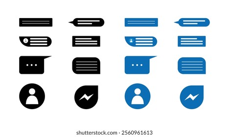 Comment icon speech bubble symbol. Speech bubble collection. Black speech bubble. Set of speech bubbles. Speak bubble text, cartoon chatting box, message box. Chat icon. Message icon.