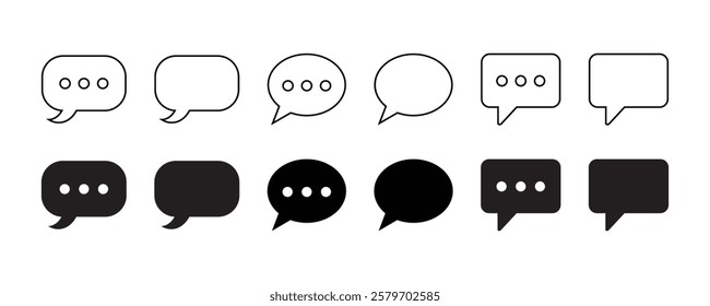 Comment icon speech bubble symbol. Speech bubble collection. message icon set. Black speech bubble . Vector illustration