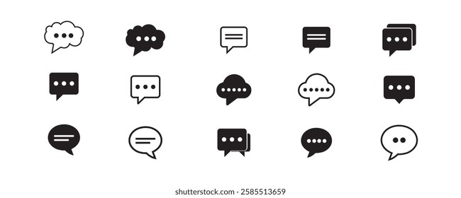 Comment icon speech bubble symbol. Speech bubble collection . Cloud speech bubbles collection. Black speech bubble . Vector illustration