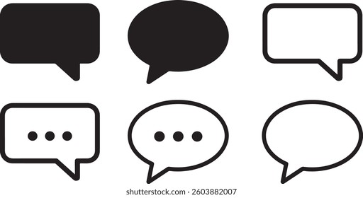 Comment icon speech bubble symbol. Speech bubble collection . Cloud speech bubbles collection. Black speech bubble . Vector illustration