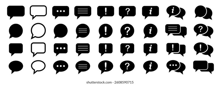 Comment icon speech bubble symbol. Speech bubble collection . Cloud speech bubbles collection. Black speech bubble . Vector illustration