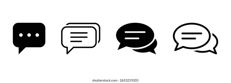 Icono de comentario símbolo de la burbuja de discurso. Vector de icono de chat sobre fondo blanco