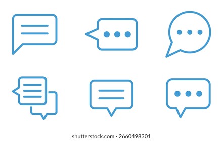 Icono de comentario símbolo de la burbuja de discurso. Colección de la burbuja del discurso . Nube de burbujas de discurso de colección. Burbuja de discurso negro . Ilustración vectorial
