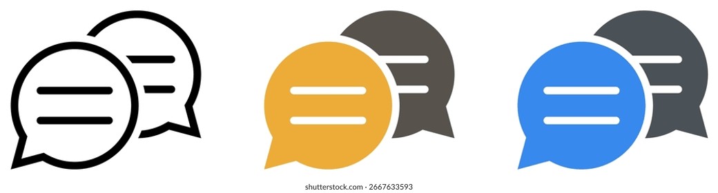 Kommentar-Symbol Sprechblasen-Symbol Chatnachricht-Symbole - Talknachricht Sprechblasen-Chatsymbol. Webvektorsymbol-Sammlungssatz