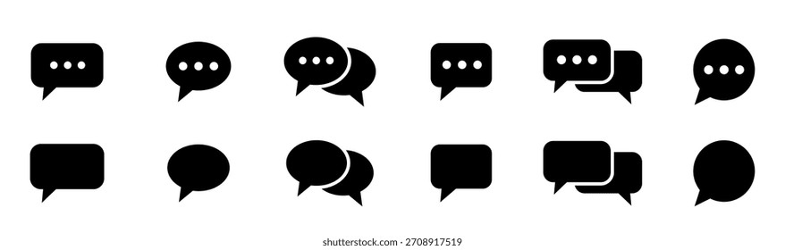 Icono de comentario símbolo de la burbuja de discurso. Colección de la burbuja del discurso . Nube de burbujas de discurso de colección. Burbuja de discurso negro . Ilustración vectorial