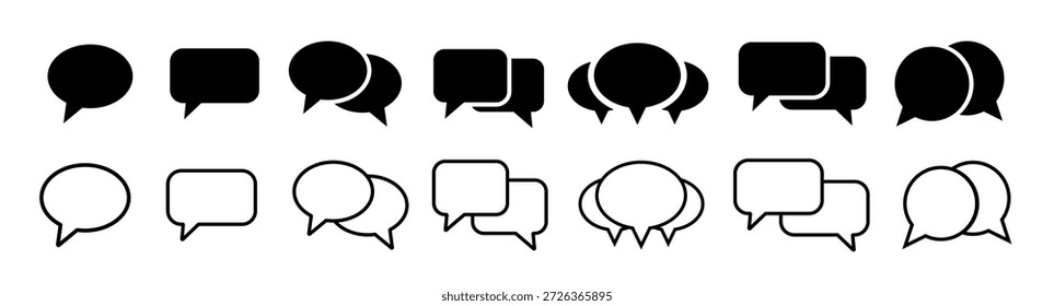Icono de comentario símbolo de la burbuja de discurso. Colección de la burbuja del discurso . Nube de burbujas de discurso de colección. Burbuja de discurso negro . Ilustración vectorial