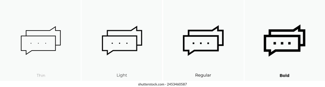 comment icon. Thin, Light Regular And Bold style design isolated on white background