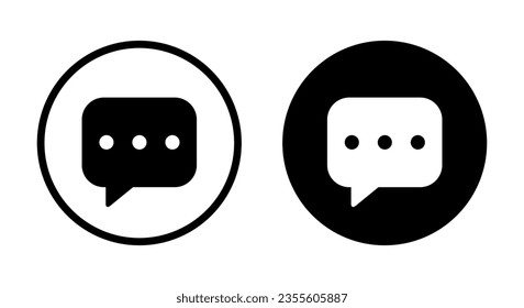 Comment icon vector in circle line. Social media speech bubble sign symbol