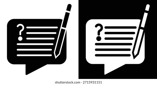 Kommentarsymbol, Vektorgrafik, Glyphenformat auf weißem und schwarzem Hintergrund