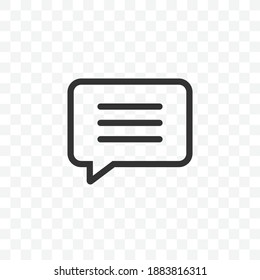 Icono de comentario Ilustración vectorial símbolo de signo aislado - estilo blanco y negro en fondo transparente.