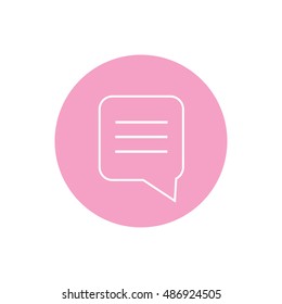 Comment icon vector. Pink button. Pink circle