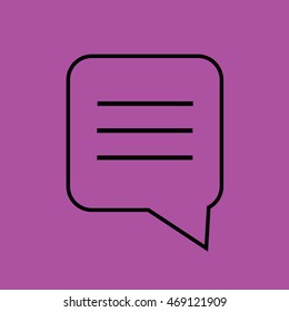 Comment icon vector. Purple background