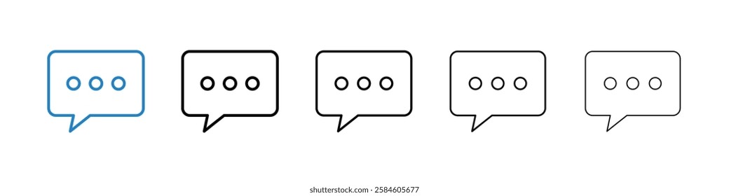 Comment icons in five different stroke sizes