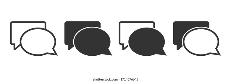 Comment icons in four different versions in a flat design